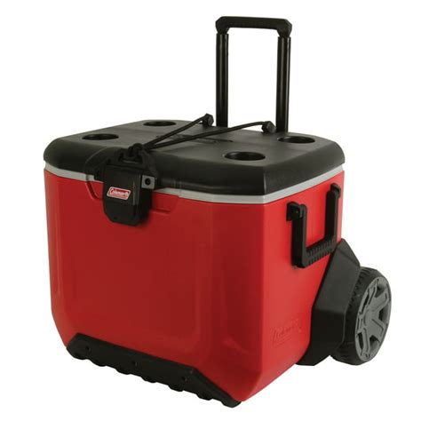 Coleman 55 Quart Rugged All Terrain Wheeled Cooler, 84 Can, Red ...