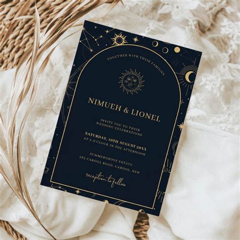 Celestial Mystical Elements Starsigns Wedding Invitation | Zazzle | Celestial wedding ...