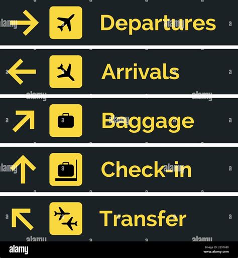 Airport sign departure arrival travel icon. Vector airport board airline sign, gate flight ...