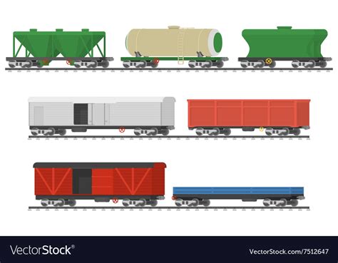 Collection of freight railway cars Royalty Free Vector Image