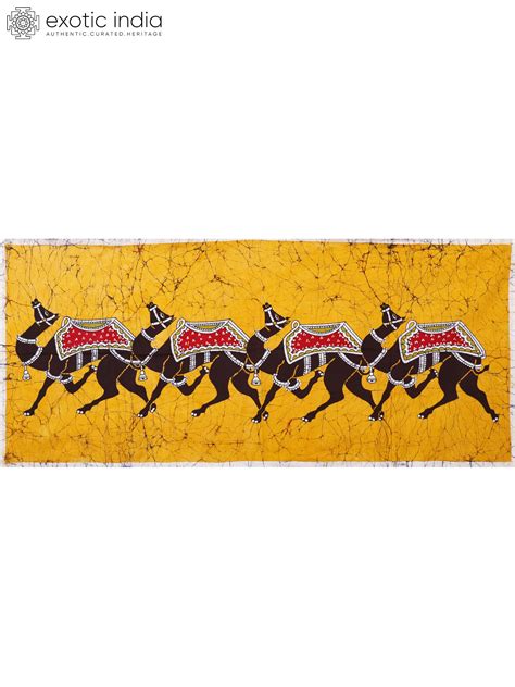 Caravan of Camels | Batik Painting | Exotic India Art