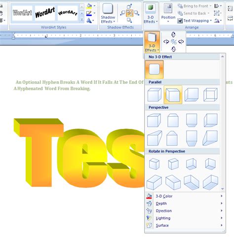 Apply an Effect to WordArt Text : WordArt « Shape Picture WordArt SmartArt Clip Art « Microsoft ...