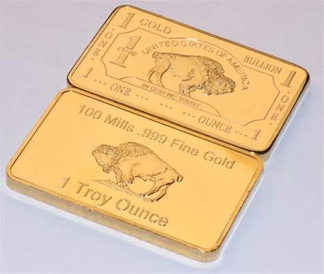 1 Troy Ounce Gold Bar clad Buffalo 100 Mills 24k - Etsy