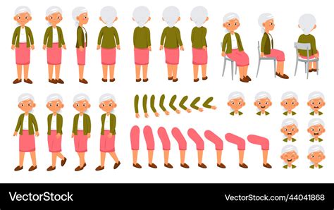 Grandma character constructor for animation Vector Image