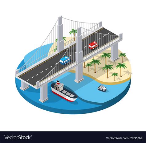 Bridge urban infrastructure is isometric Vector Image