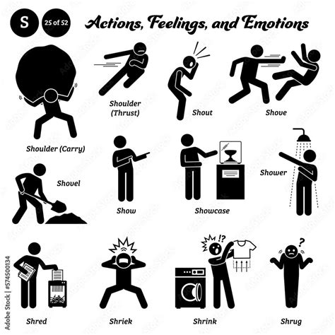 Stick figure human people man action, feelings, and emotions icons ...