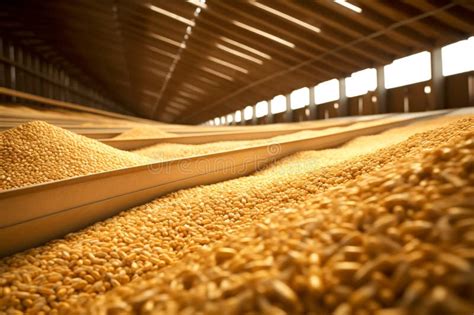 View Inside a Large Drain Corn and Grain Storage Warehouse. Stock Illustration - Illustration of ...