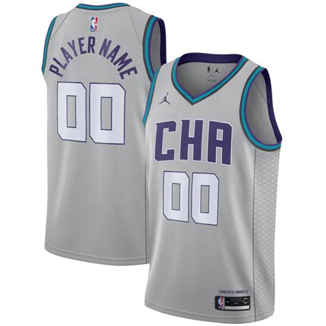 Charlotte Hornets 2021 Gray City Edition Swingman Custom Jersey