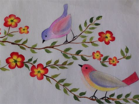 Birds and flowers fabric painting - tutorial 14 - YouTube | Fabric painting, Painting tutorial ...