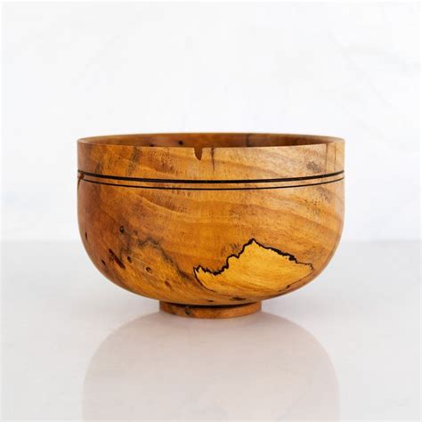 Handmade Wood Bowl, BRIGID, Wooden Dish Hand Turned from Spalted Persimmon (with Worm Holes ...