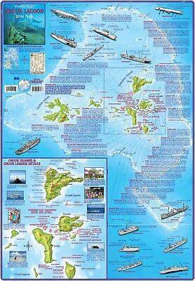 Chuuk (Truk) Lagoon Dive & Wreck Map, Operation Hailstone Laminated Poster | eBay