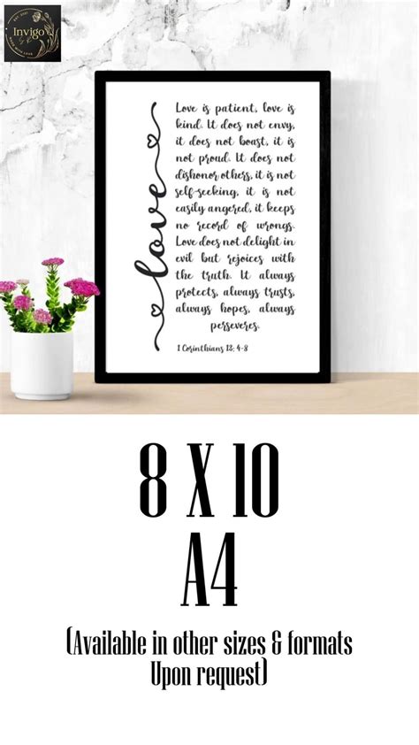 1 corinthians 13 4 8 bible verse printable love is patient scripture wall art – Artofit