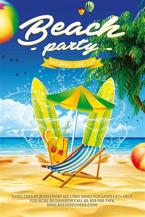 Free Beach Party Poster Template - Download Freebies now!