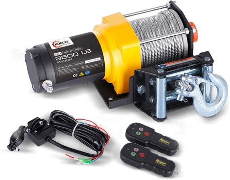 Amazon.com: RUGCEL WINCH Waterproof IP68 Electric Winch with Hawse Fairlead,Steel Wire Rope, 1 ...