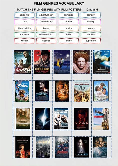 Film genres - Interactive worksheet | Speaking activities english, Film genres, Genre activities