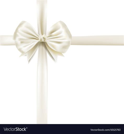 White silky bow ribbon Royalty Free Vector Image