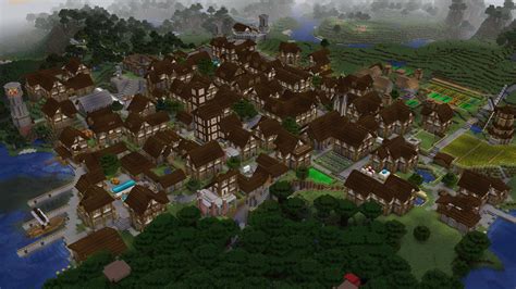 My medieval village so far : r/Minecraft