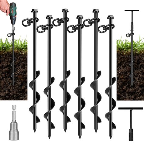 Buy 6 Pack Ground Anchor Heavy Duty Earth Anchors with T Handle Hex ...