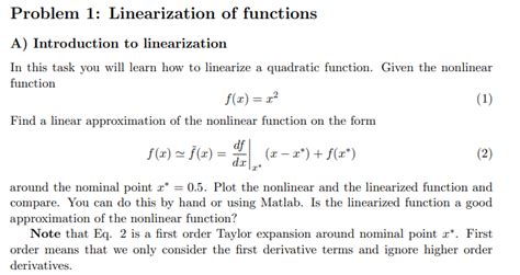 Solved Problem 1: Linearization of functions A) Introduction | Chegg.com