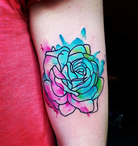 rose tattoo watercolor tattoo watercolour abstraktart | Rose tattoos, Coloured rose tattoo ...