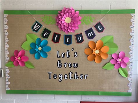 Welcome board; gardening theme | School board decoration, Back to school bulletin boards ...