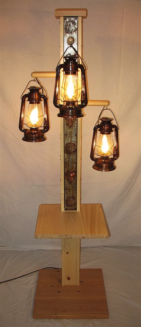 Rustic floor lamp with old fashioned electrified kerosene