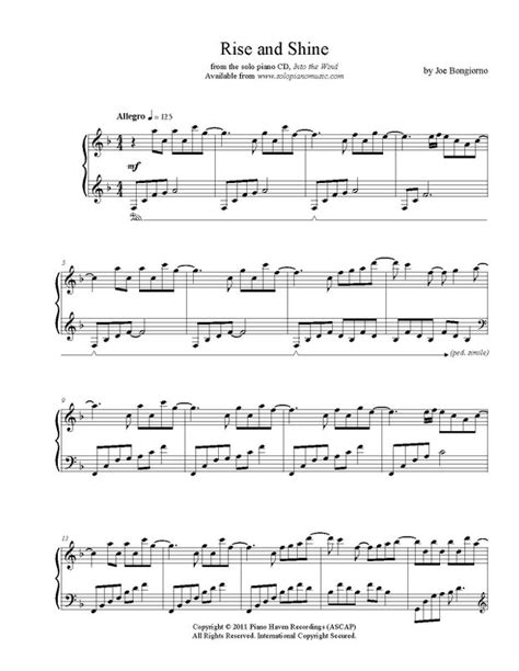 Rise and Shine - sheet music PDF - Joe Bongiorno - Shigeru Kawai solo ...