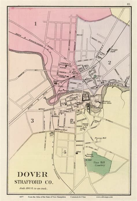 Dover NH 1877 Old Map Reprint With Street & Building Names - Etsy | Old ...