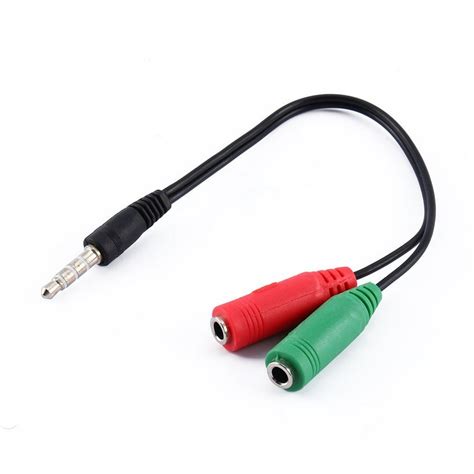 3.5mm Male to 2 Dual Female Stereo Headphone Microphone Audio Y Splitter Cable Adapter Plug Jack ...