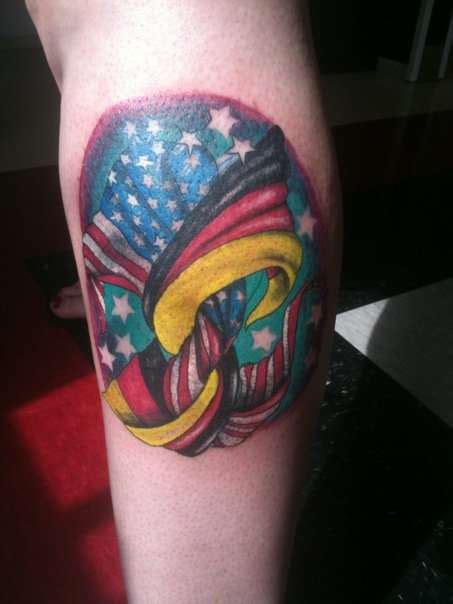 german and american flag tattoo