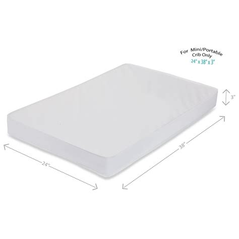 LA Baby 3" Waterproof Mini/Portable Crib Mattress Pad with Embossed Cover - Non Full Size ...