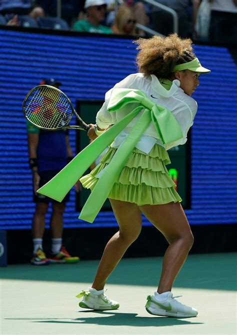 Naomi Osaka Plays at US Open in Bright Green Bows