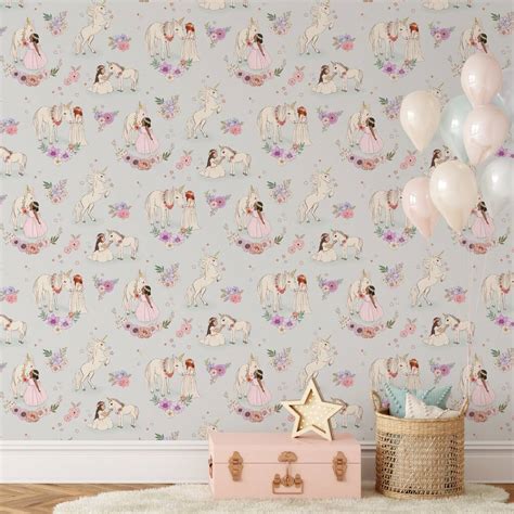 Blue Unicorn Wallpaper By Belle & Boo | notonthehighstreet.com