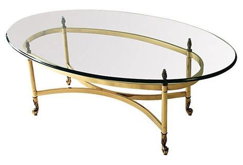 Oval Brass & Glass Cocktail Table | Glass cocktail tables, Coffee table ...