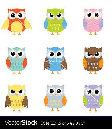 Color owls clip art | Owls with nine color combinations | Marie Slim | Flickr