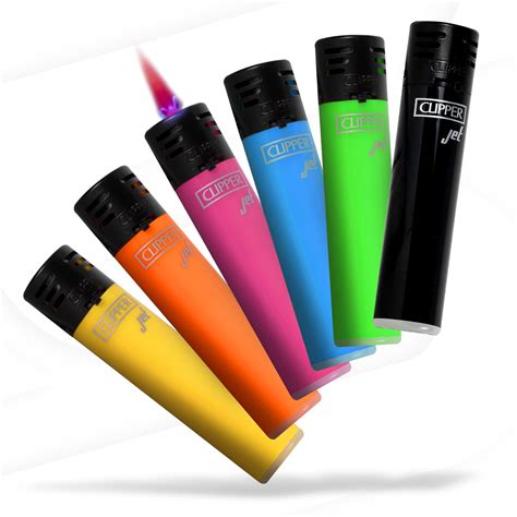 CLIPPER JET FLAME TORCH SHINY NEON COLORS WINDPROOF LIGHTERS Lot of 6 ...