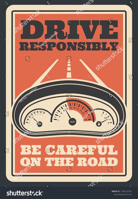 Be Careful On Road Retro Poster Stock Vector (Royalty Free) 1148122355 | Shutterstock