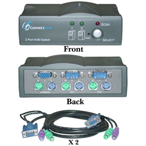 2 port, KVM Switch with Cables, VGA and PS/2