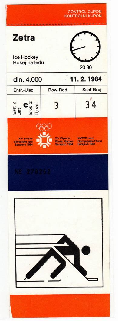 1984 Sarajevo Winter Olympics Ice Hockey Ticket - February 11 | HockeyGods