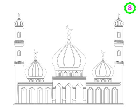 Gambar Sketsa Masjid Coloring Pages Islamic Art Pattern Mosque | Images and Photos finder