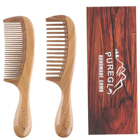 Wide & Fine Tooth Natural Wooden Hair Comb Set – PureGLO Naturals