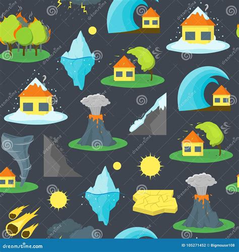 Cartoon Natural Disaster Background Pattern. Vector | CartoonDealer.com ...