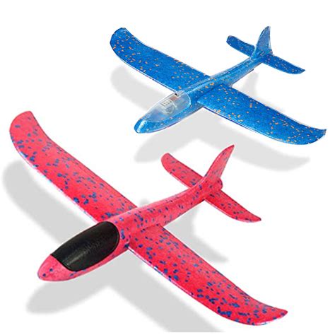 2 Packs 18.5" Glider Airplane Throwing Foam Airplane Toys Dual Flight Mode Aeroplane Gliders ...