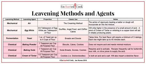 Leavening Methods and Agents Chart | Encharted Cook