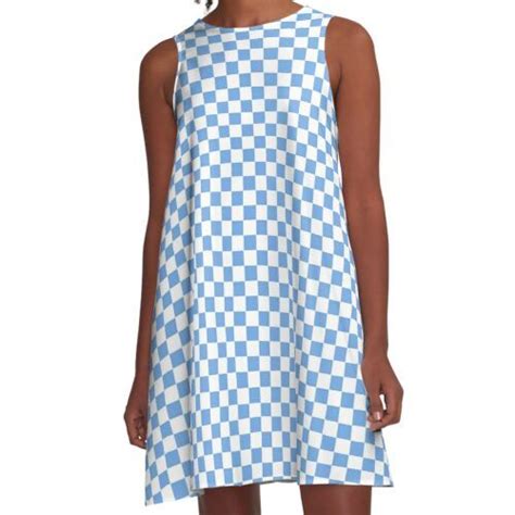 Carolina Blue checkerboard A-Line Dress by Sleepygirl2010 | A line ...