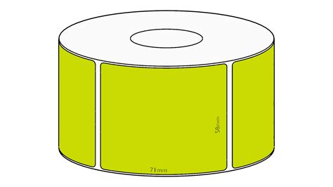 58x71mm Green Direct Thermal Permanent Label, 2050 per roll, 76mm core ...