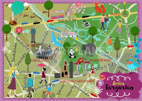 "Berlin Tiergarten Map" Picture art prints and posters by Elisandra ...