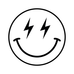 Lightning Smiley Face Outline SVG, Retro Bolt Smiley SVG Vector Files ...