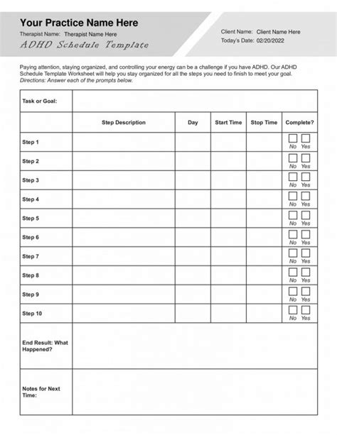 ADHD Schedule Template PDF