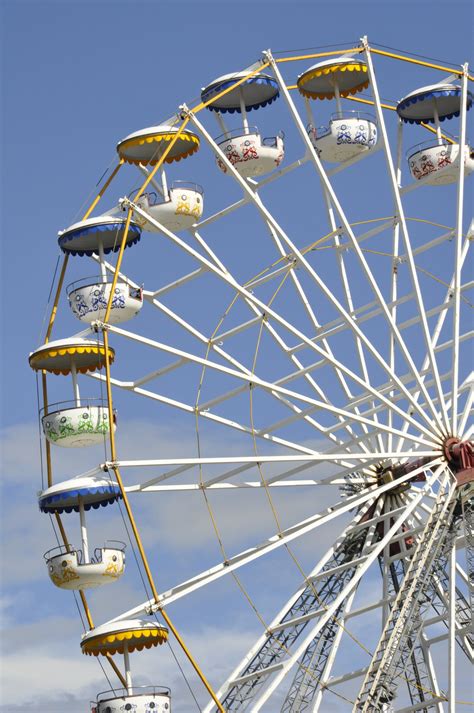Free Images : ferris wheel, amusement park, blue sky, tourist ...